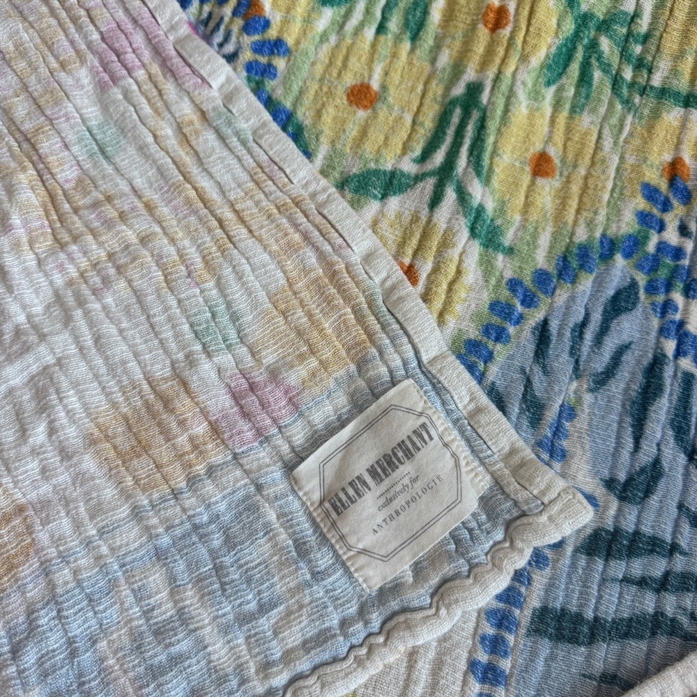 Ellen Merchant for Anthropologie Gauze Throw Blanket in Blue - Picture 4 of 6